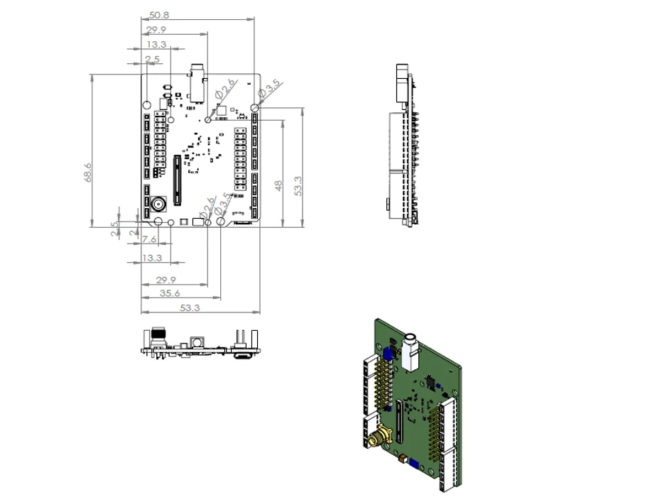 ahSP1 Wi-Fi HaLow Module 2 Vizmonet ahSP1 Wi-Fi HaLow mechanical dimensions drawing